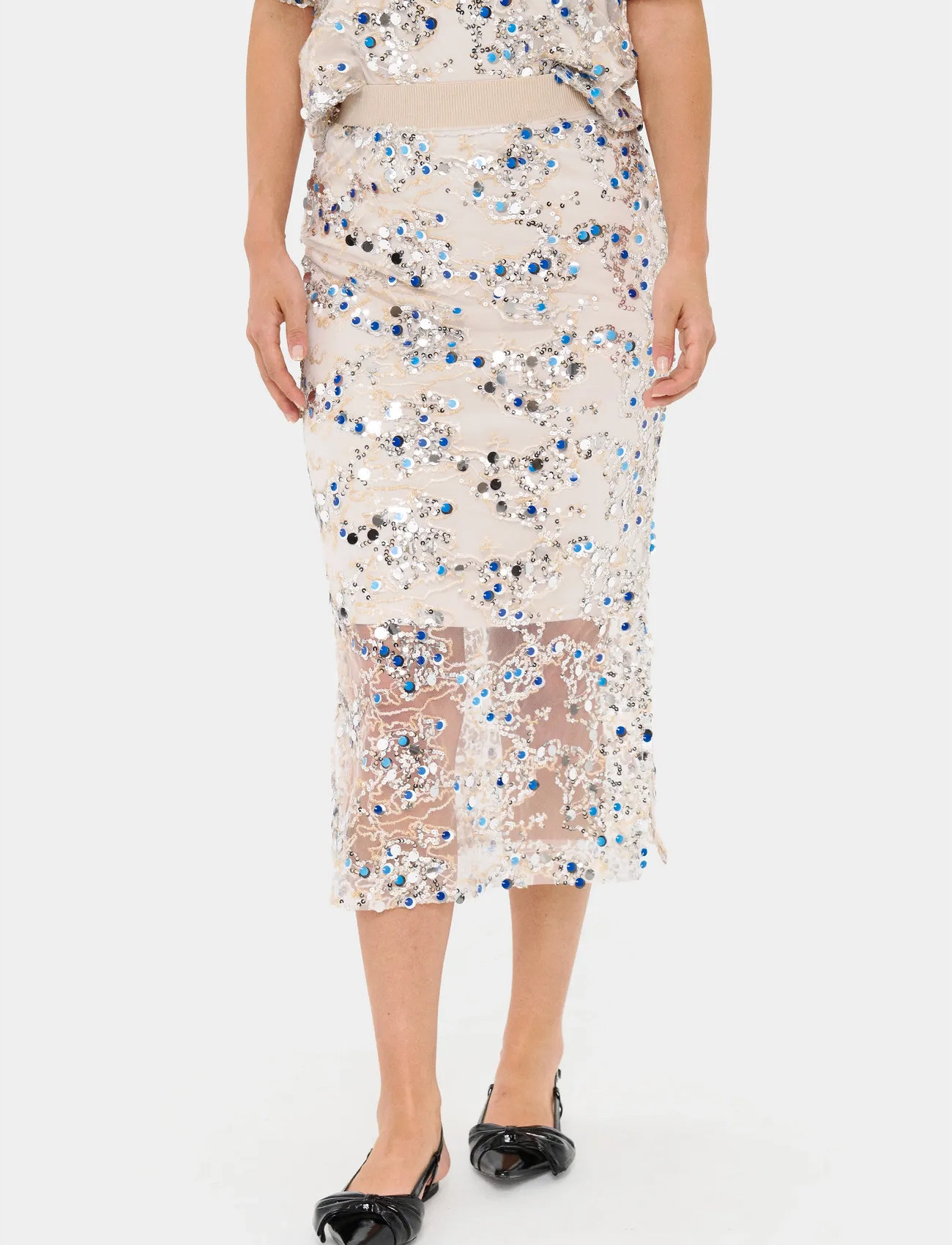 Saint Tropez Neldasz Skirt, XL, Cream, Nederdele > Sequin Nederdele, Dame