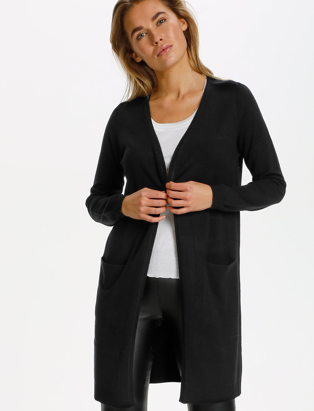 wallis black button pocket coatigan