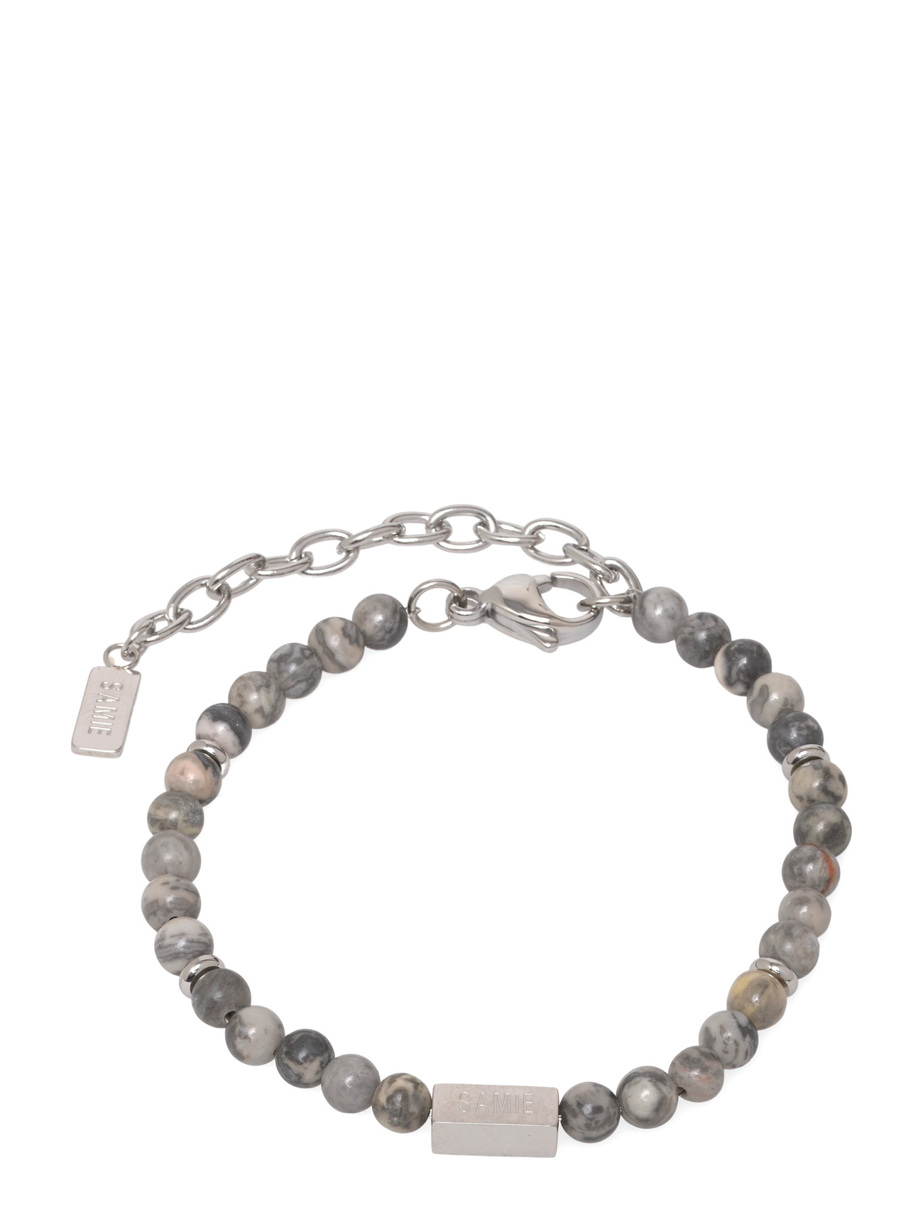 Samie Neo - Bracelet With White/Stone Pearls, One Size, Grey, Smykker > Armbånd, Herre