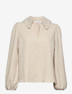 Margot blouse 14036 - bluzki z długimi rękawami - oatmeal