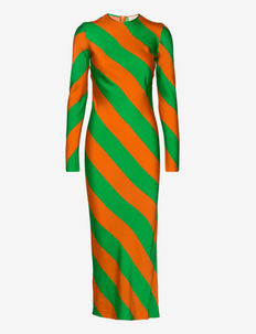 Alina dress aop 12887 - maxi kjoler - orange stripe