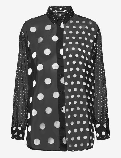 Alfrida shirt aop 14495 - krekli ar garām piedurknēm - black dot