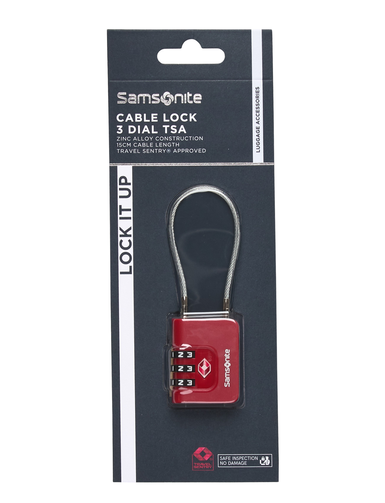 Samsonite Cablelock 3 Dial Tsa, One Size, Red, Tasker > Rejsetilbehør, Herre