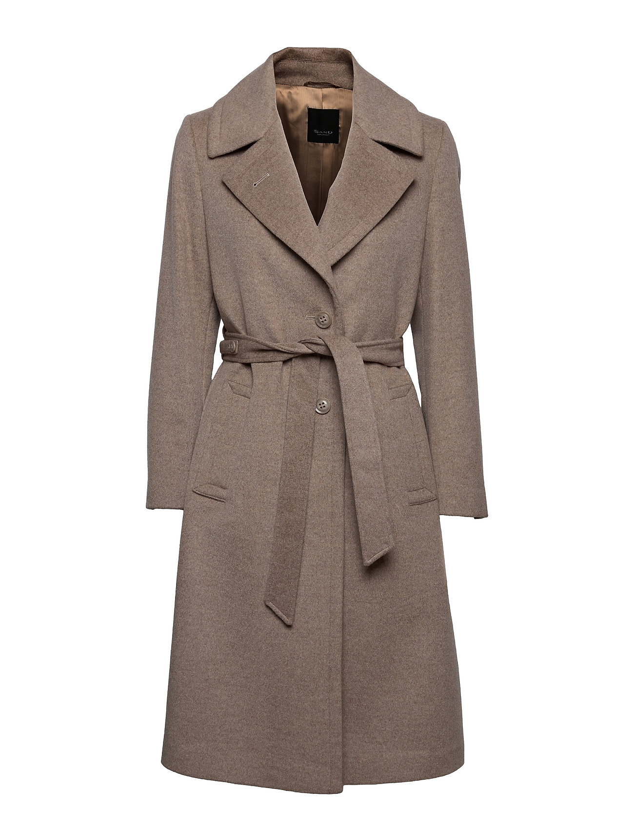 Cashmere Coat W - Clareta Belt Midi Outerwear Coats Winter Coats Beige SAND