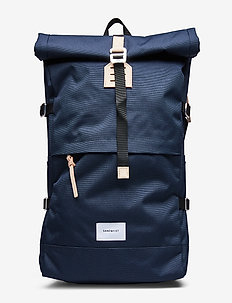 BERNT - backpacks - navy with natural leather