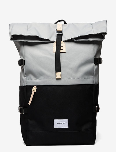 BERNT - backpacks - multi grey/black with natural leather
