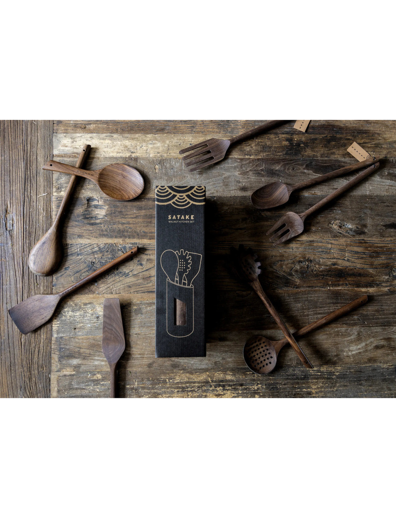 Satake Utensils 3 Pcs & Utensil Rack Walnut, One Size, Brown, Køkkenopbevaring > Køkkenkrukker, Unisex