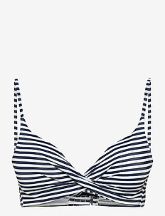 BERMUDA - trīsstūra bikini augšiņa - stripe marine /offwhite