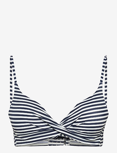 BERMUDA - trīsstūra bikini augšiņa - stripe marine /offwhite