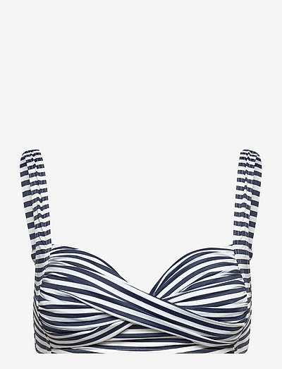 CAMOGLI - bikini augšiņa ar lencēm - stripe marine /offwhite