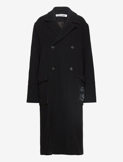 DOUBLE BREASTED COAT - trenchcoats - black
