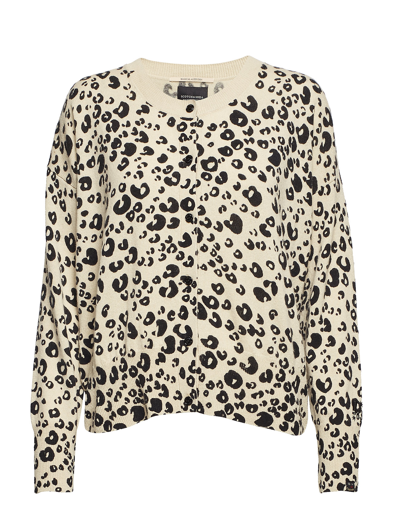 Cashmere Blend Relaxed Fit Cardigan Gebreide Trui Creme Scotch Soda scotch soda kopen in de aanbieding