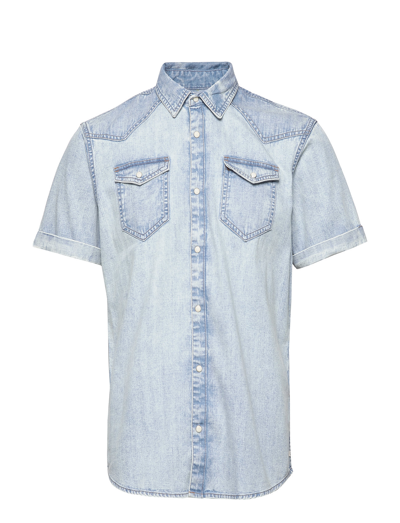 short sleeve denim western shirt