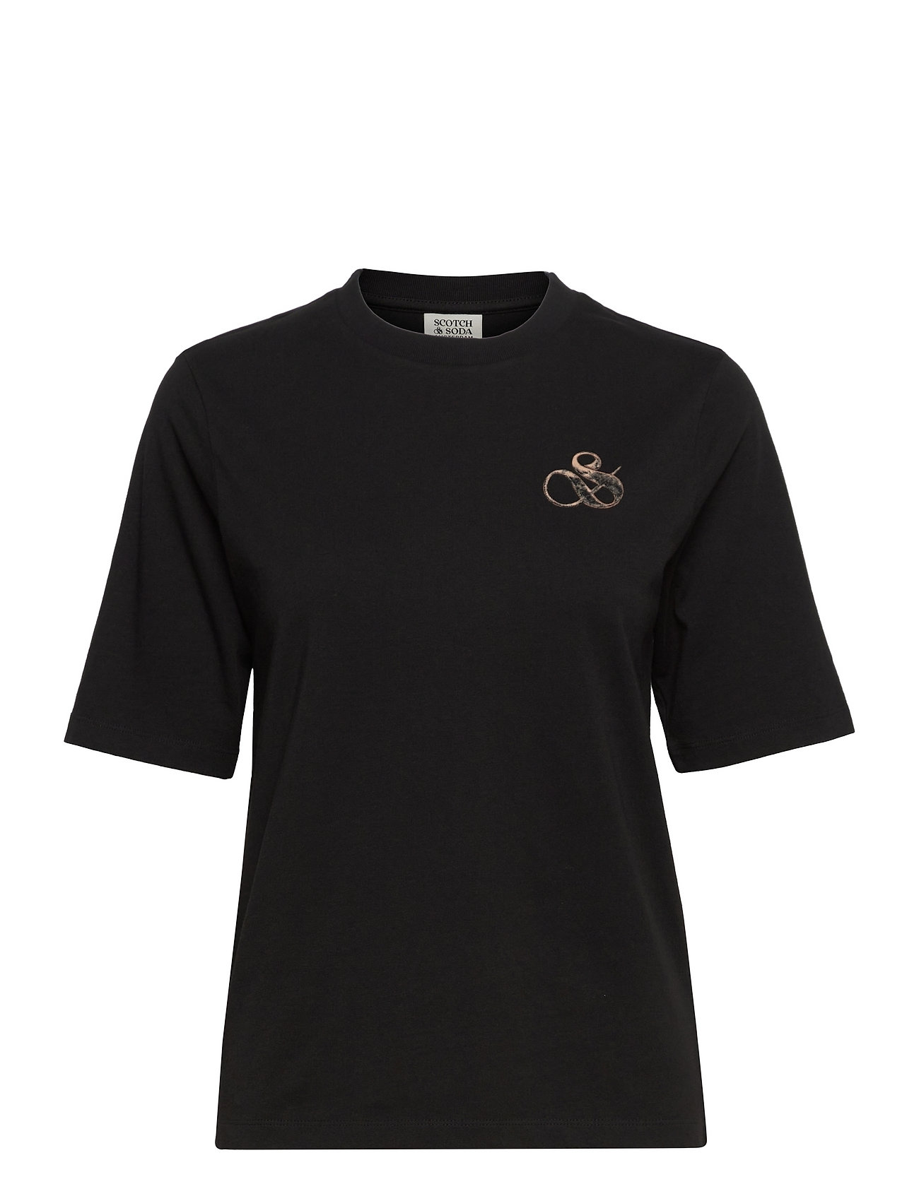 Relaxed-Fit Organic Cotton T-Shirt With Logo Graphic T-shirts & Tops Short-sleeved Svart Scotch & Soda