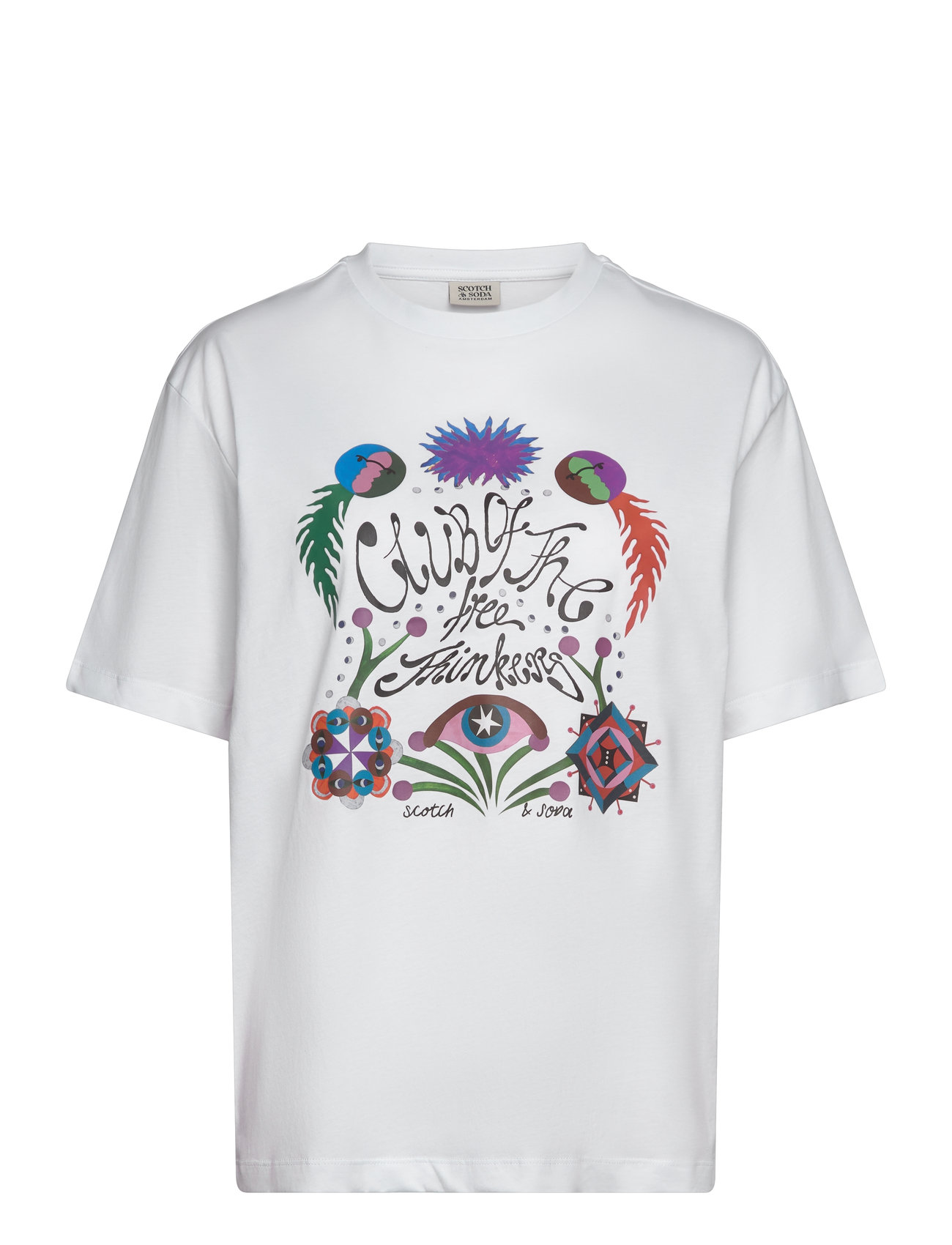 Scotch & Soda Chest Artwork Loose Fit T-Shirt Vit