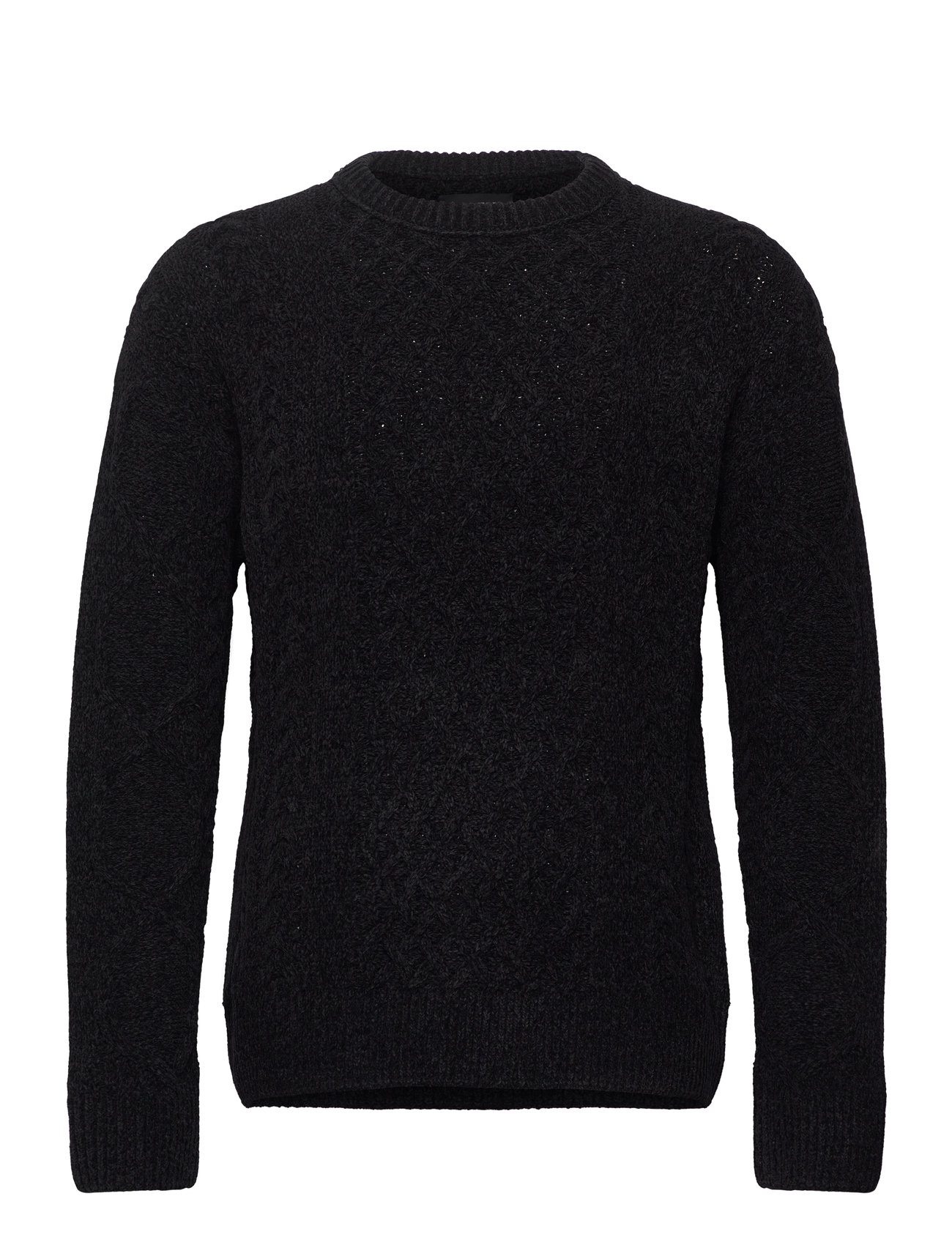 Scotch & Soda Round Neck Extra Dropped Shoulder Chenille Cable Sweater Svart