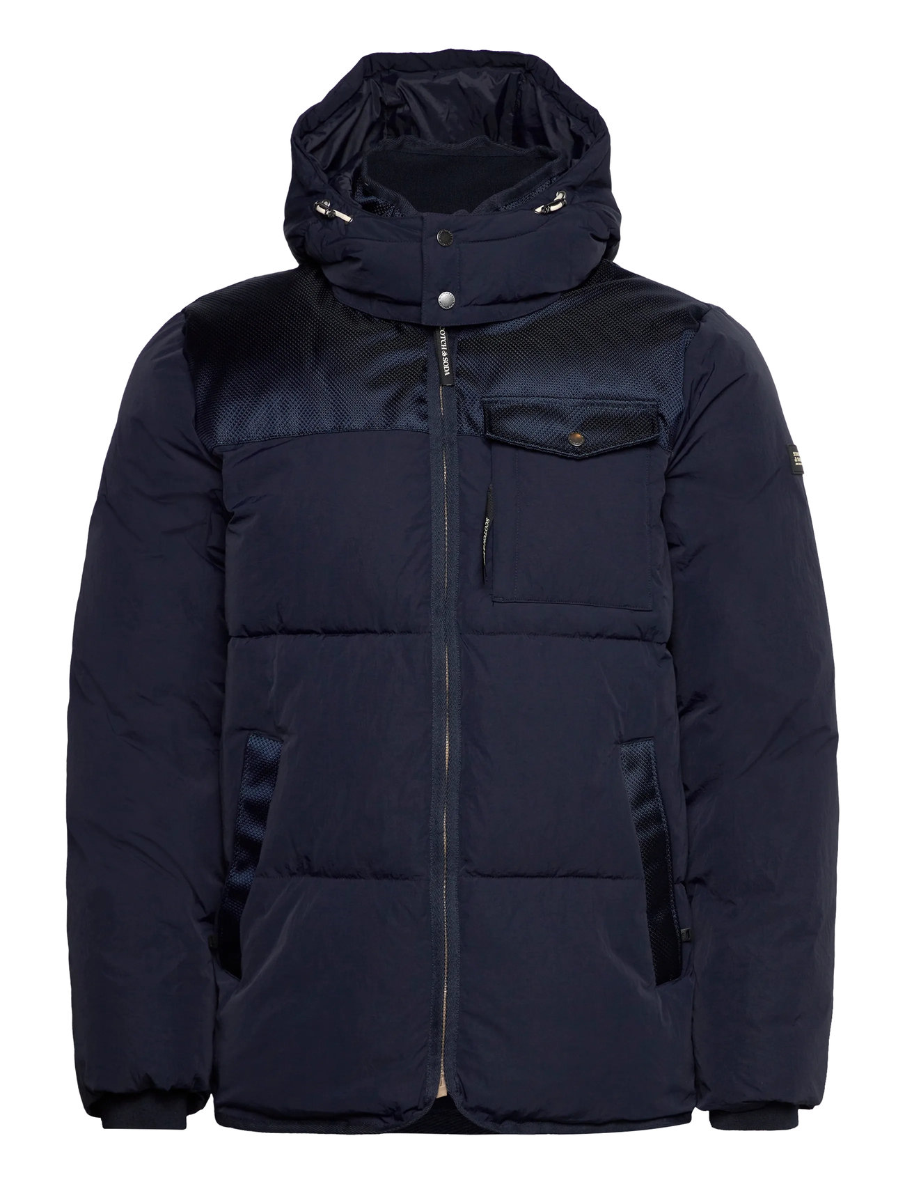 Scotch & Soda Hooded Puffer Jacket, XXL, Navy, Jakker > Vatterede Jakker, Herre