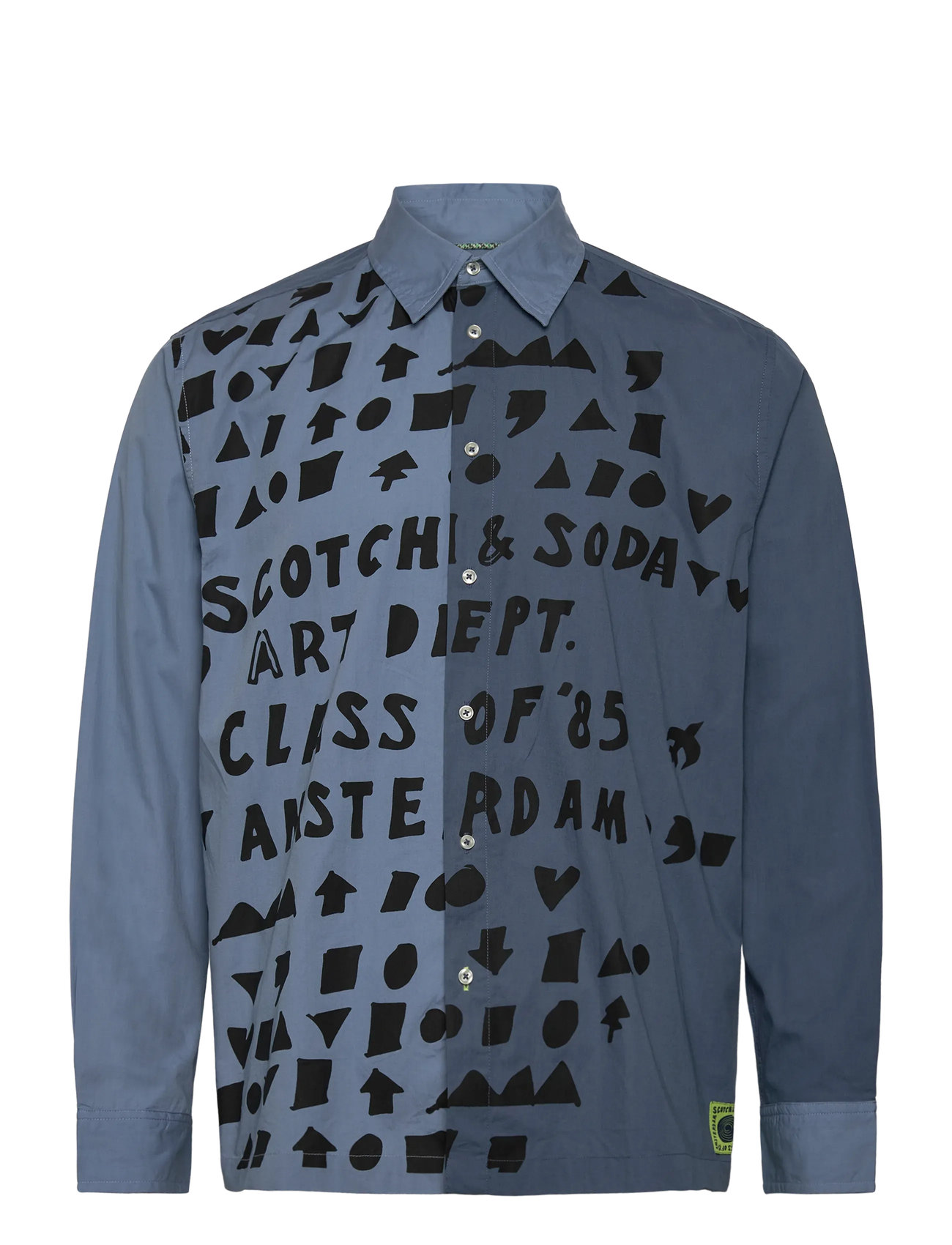 Scotch & Soda Relaxed-Fit Letters Poplin Shirt, S, Blue, Skjorter > Afslappet Shirts, Herre