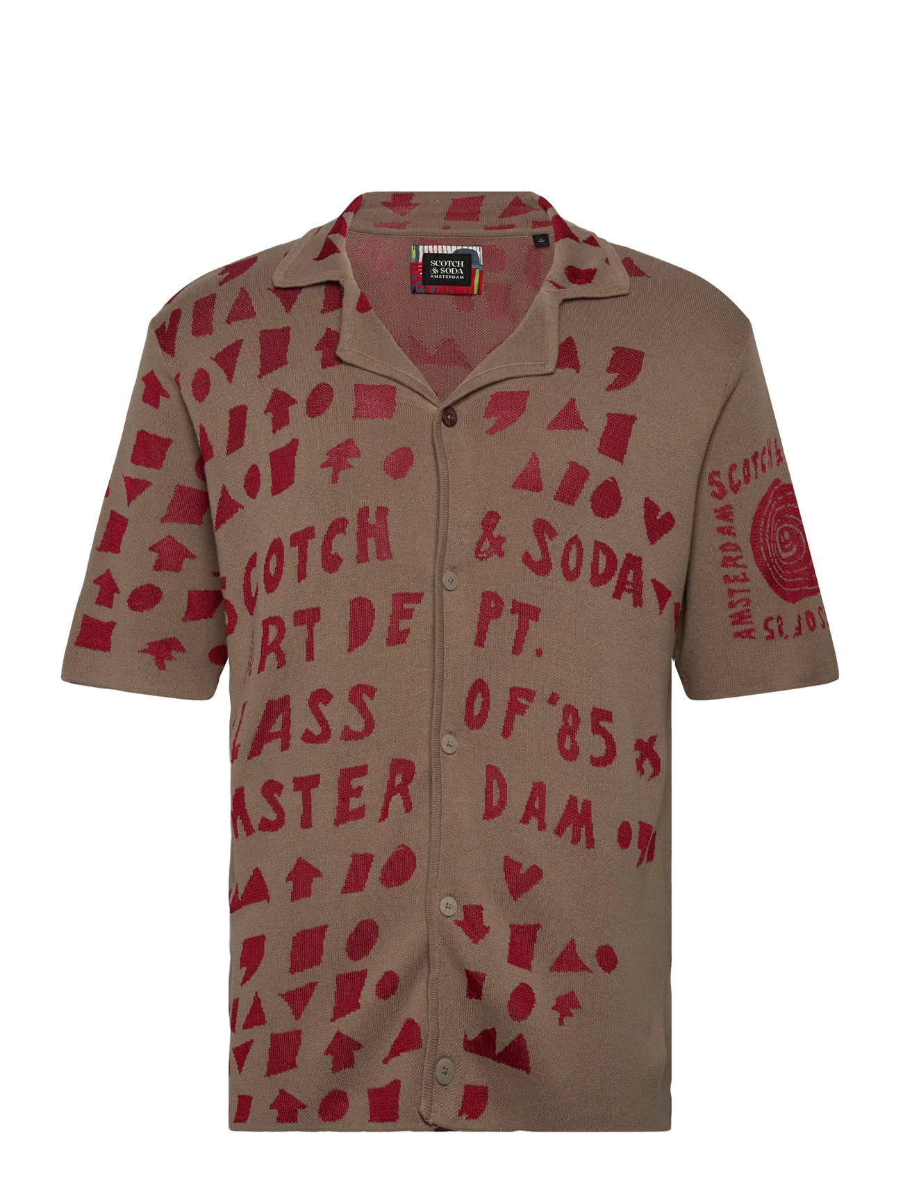 Scotch & Soda Jacquard Knitted Shirt, S, Brown, Skjorter > Afslappet Shirts, Herre