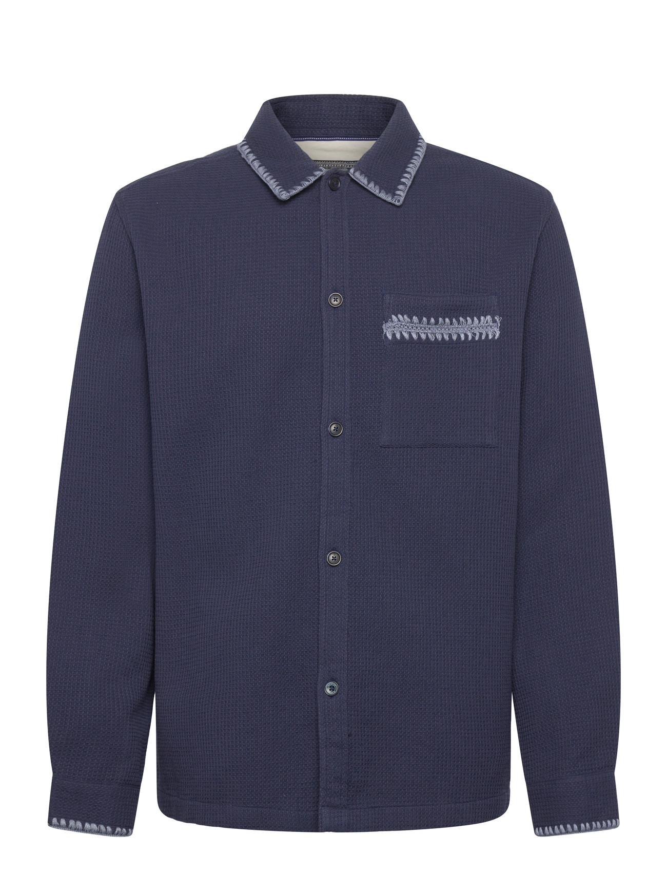 Scotch & Soda Waffle Structure Relaxedfit Shirt, XL, Navy, Skjorter > Afslappet Shirts, Herre