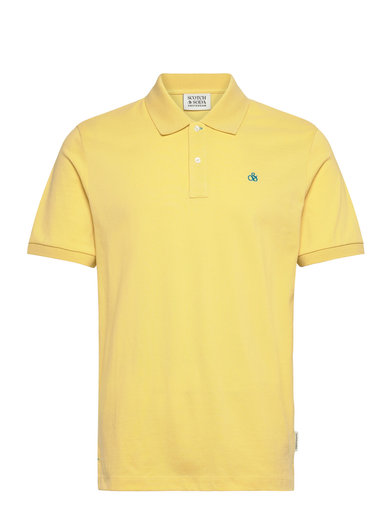 Scotch & Soda Seasonal Core Pique Chest Logo Polo, L, Yellow, Poloer > Kortærmede, Herre
