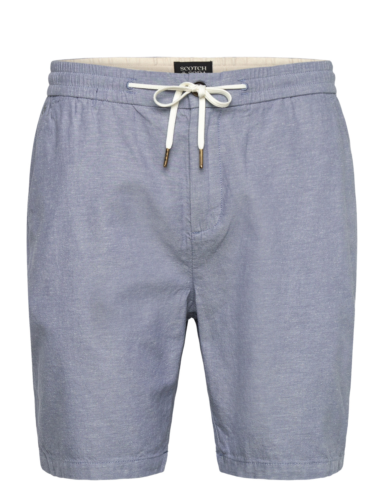 Scotch & Soda Seasonal Core Fave Cotton Linen Regularfit Chino Shorts, 32, Blue, Shorts > Afslappede Shorts, Herre
