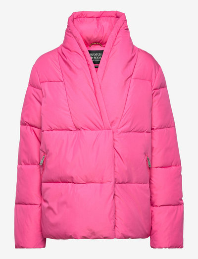 Asymmetric closure puffer coat with Repreve® filling - down- & padded jackets - soft rose