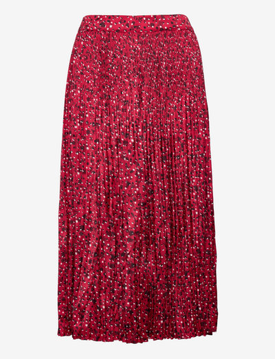 Pleated printed maxi skirt in recycled Polyester - midi nederdele - space floral electric red