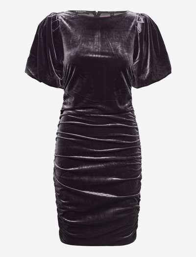 Fitted short sleeved dress with gathering detail - stramme kjoler - black sky