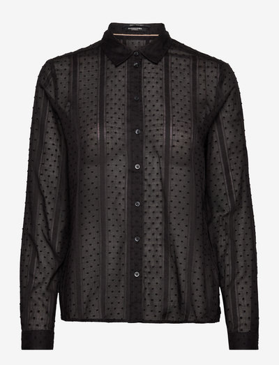 Cotton dobby regular fit shirt - langærmede skjorter - black sky