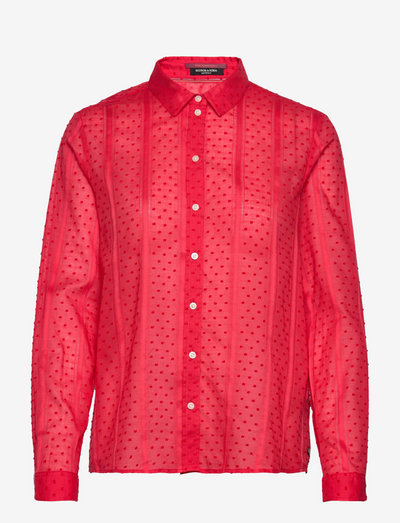Cotton dobby regular fit shirt - langærmede skjorter - electric red
