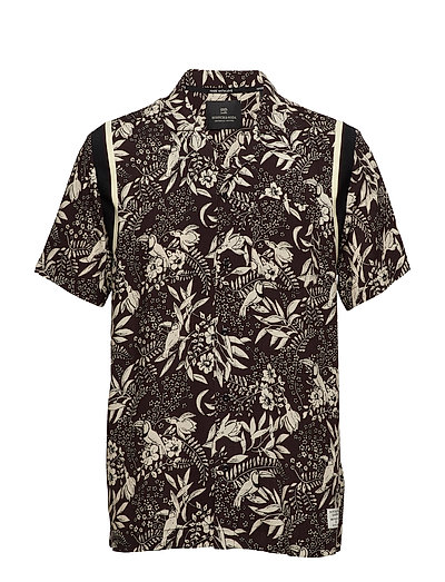 SCOTCH & SODA Hawaiian Fit- Shortsleeve Shirt With Knitted Tape Detail Kurzärmliges Hemd Schwarz SCOTCH & SODA