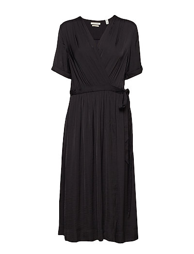 Midi Length Wrapover Dress Kleid Knielang Schwarz SCOTCH & SODA