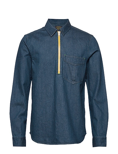 Lot 22 Popover Denim Worker Shirt With Contrast Zipper Hemd Casual Blau SCOTCH & SODA