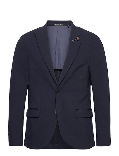 Classic Half-Lined Summer Seersucker Blazer Blazer Jackett Blau SCOTCH & SODA