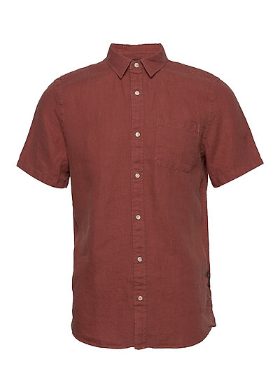 Regular Fit- Shortsleeve Garment -Dyed Linen Shirt Kurzärmliges Hemd Rot SCOTCH & SODA