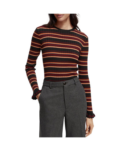 Scotch And Soda Rib Striped Pullover Long Sleeved Tops