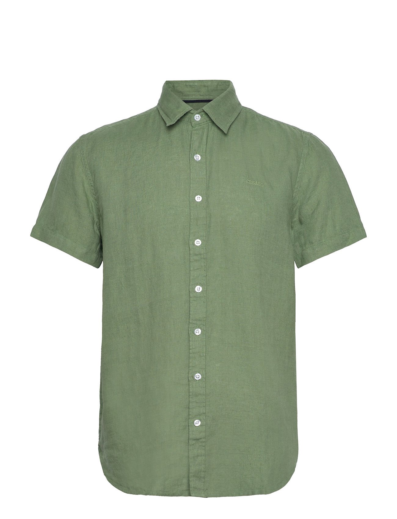 Sebago Linen Shirt Short Sleeve, M, Green, Skjorter > Kortærmede, Herre