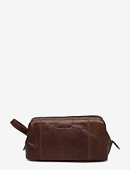 Leather Wash Bag - BROWN