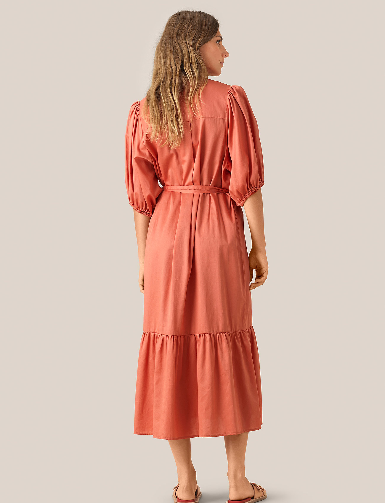 second female peach midi dress