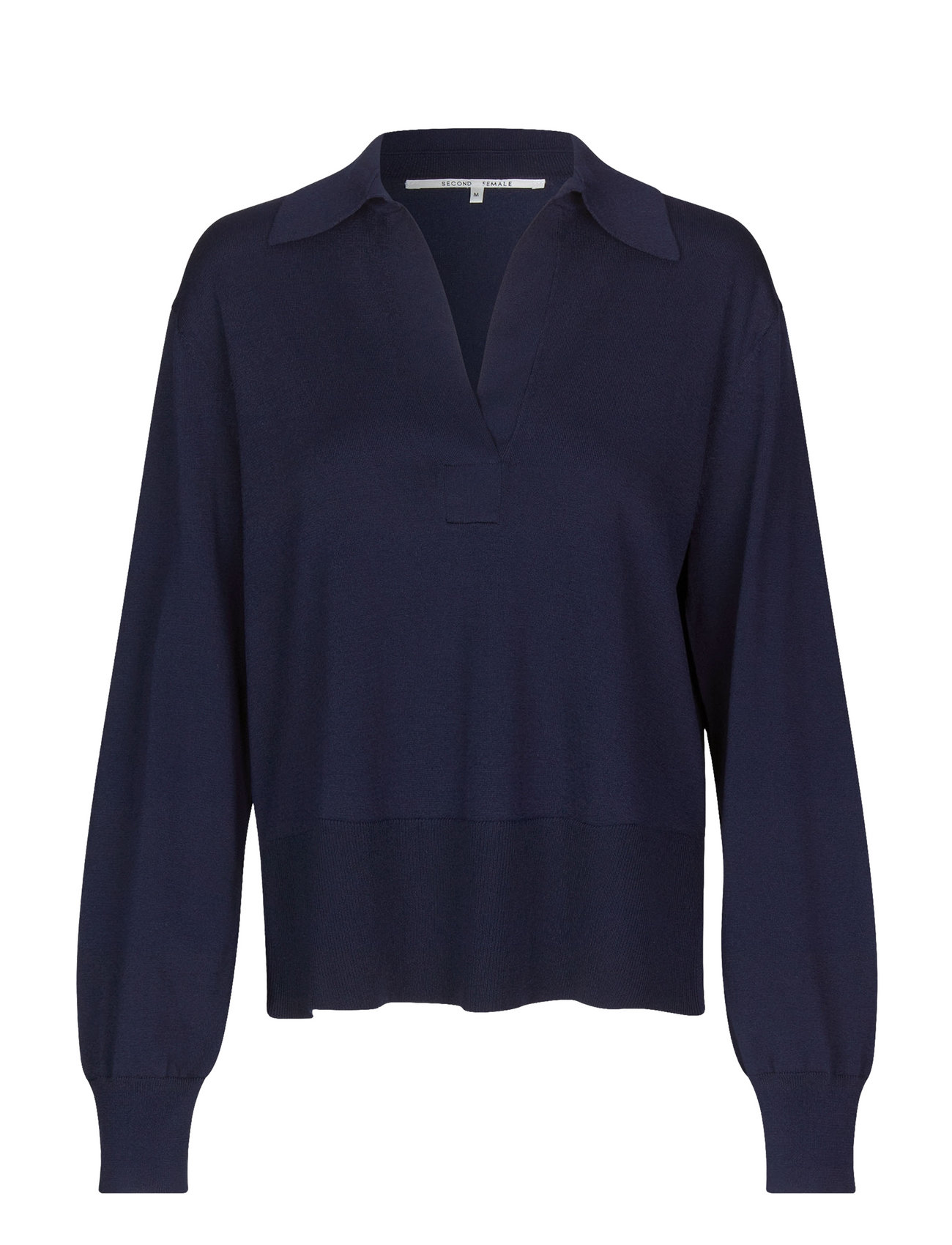 Siva Knit Collar Tops Knitwear Jumpers Navy Second Female