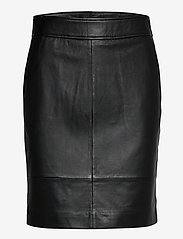 Francie Mini Leather Skirt - BLACK