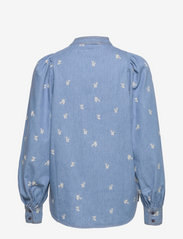 Second Female - Balloti Embroidery Blouse - långärmade blusar - light blue denim - 1