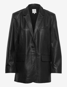 Indai Leather Blazer - enkelknäppta kavajer - black