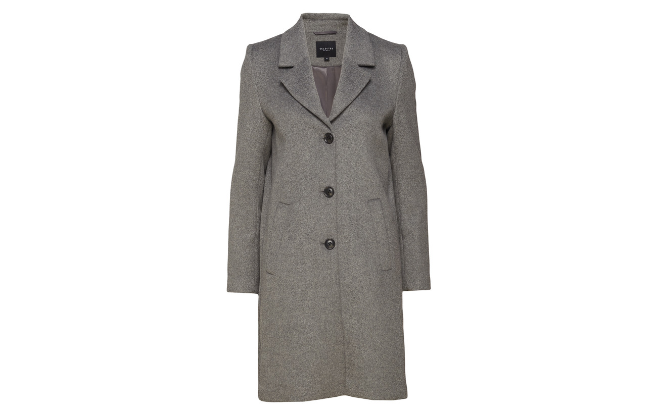 50 Coat Melange Polyester Medium Laine B Wool Selected Slfsasja Noos Femme Grey qnwtw4Tz