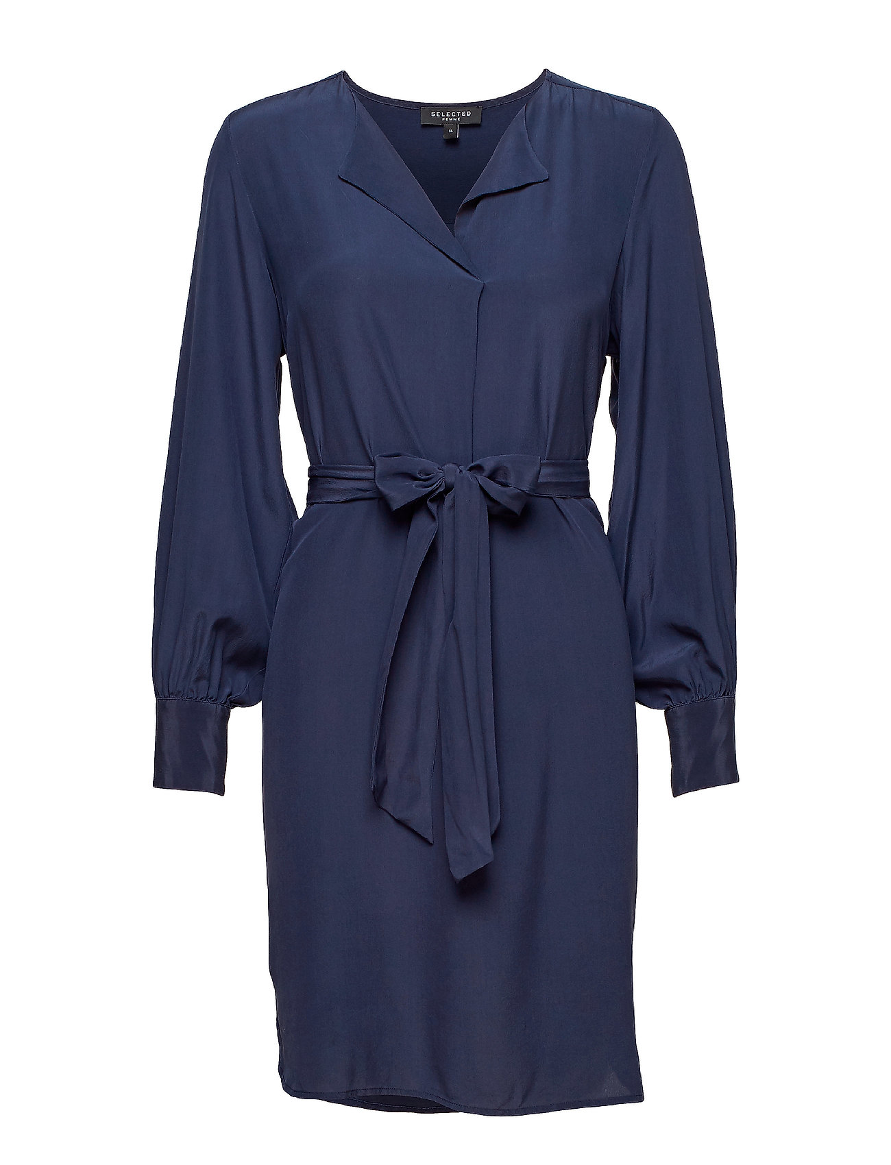 Slfodette Ls Silk Short Dress B Korte Jurk Blauw Selected Femme selected femme kopen in de aanbieding