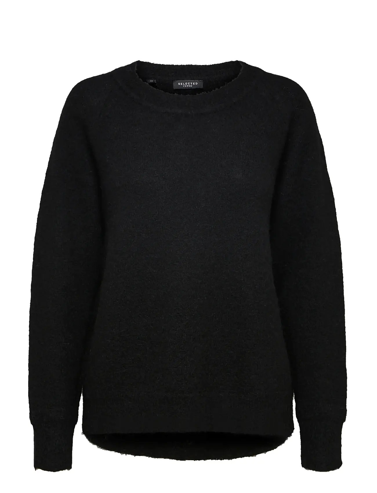 Slflulu Ls Knit O-Neck Noos Black Selected Femme