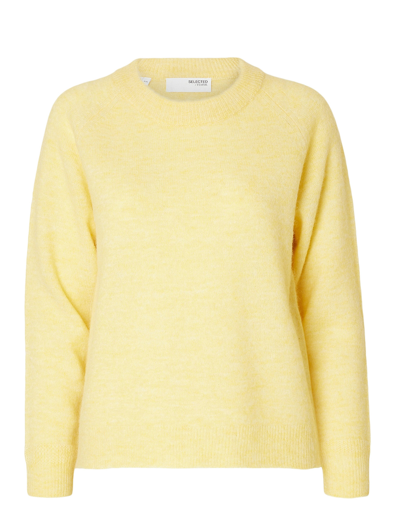 Selected Femme Slflulu Ls Knit O-Neck B Noos Gul