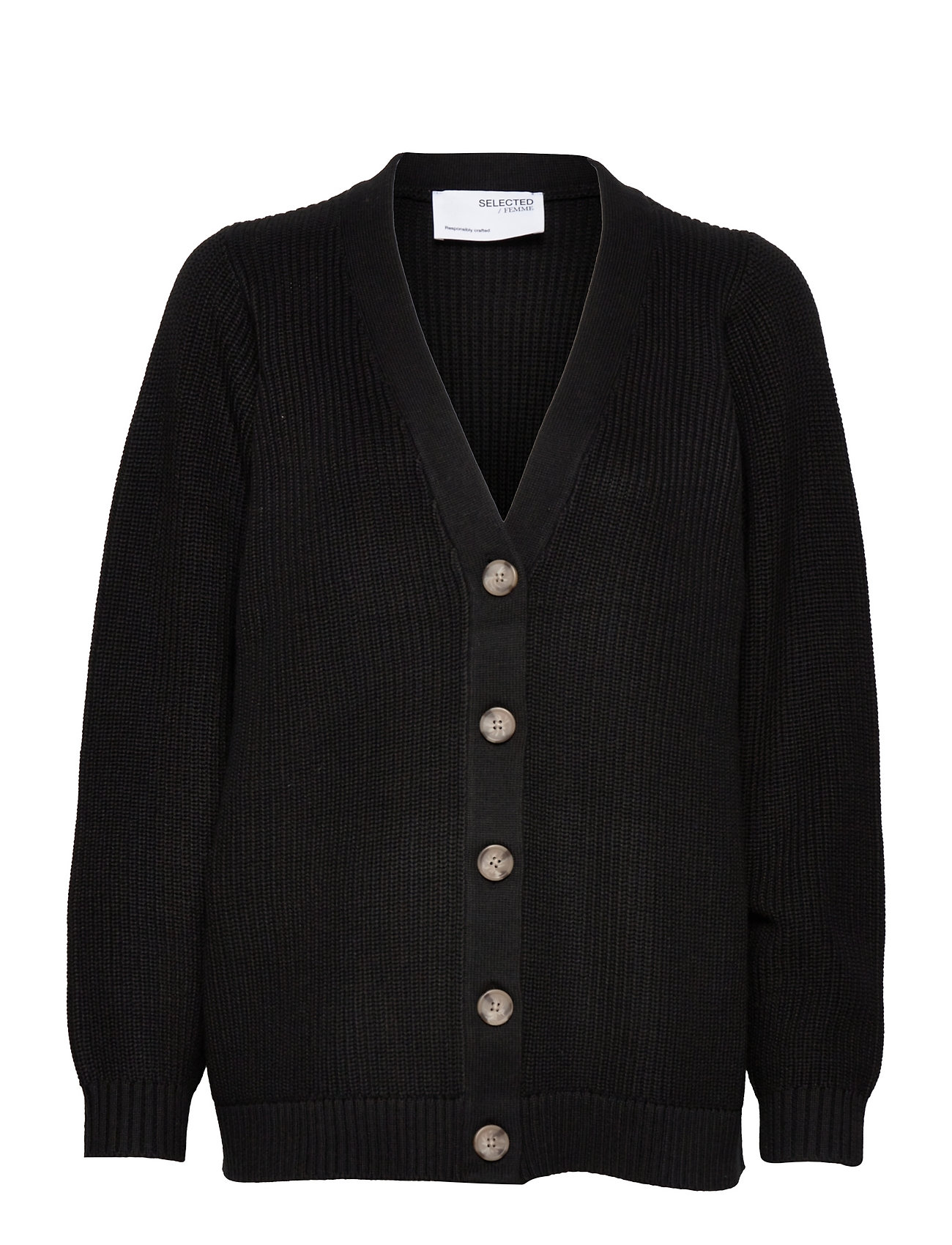 Slfemmy Ls Knit Button Cardigan B Black Selected Femme