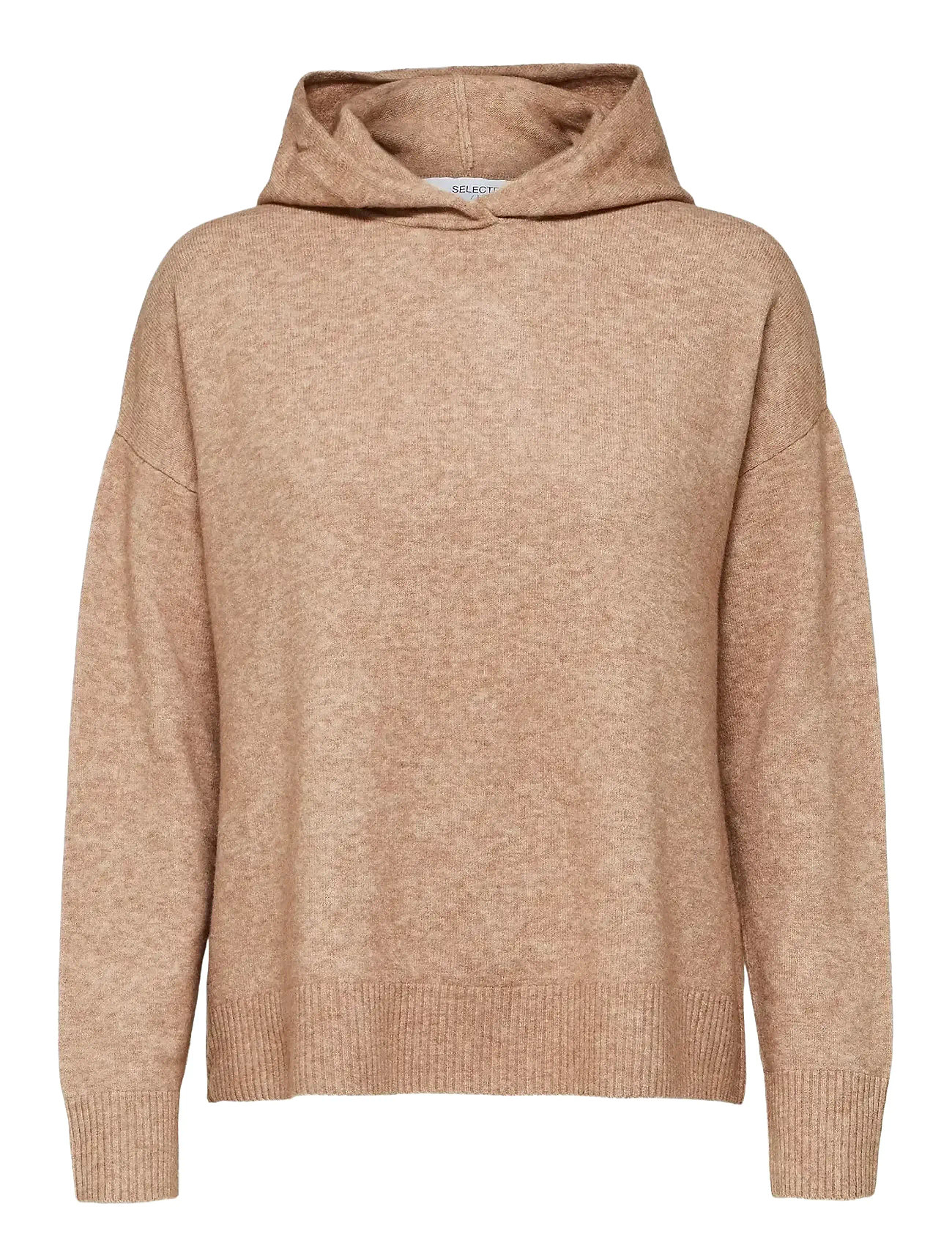 Slfnovah Ls Knit Hoodie B Brown Selected Femme